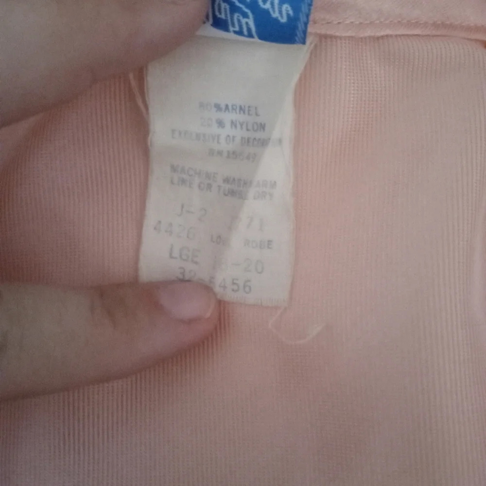 Vintage 70's Mary Barron Nylon Blend Peach Ruffle Trim Robe Size Large - Picture 5 of 7